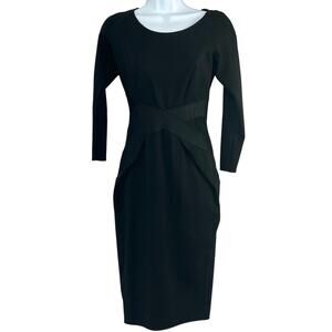 Leon Max Limited Womens Size 0 Black 3/4 Sleeve Bodycon Dress Crisscross Bandage